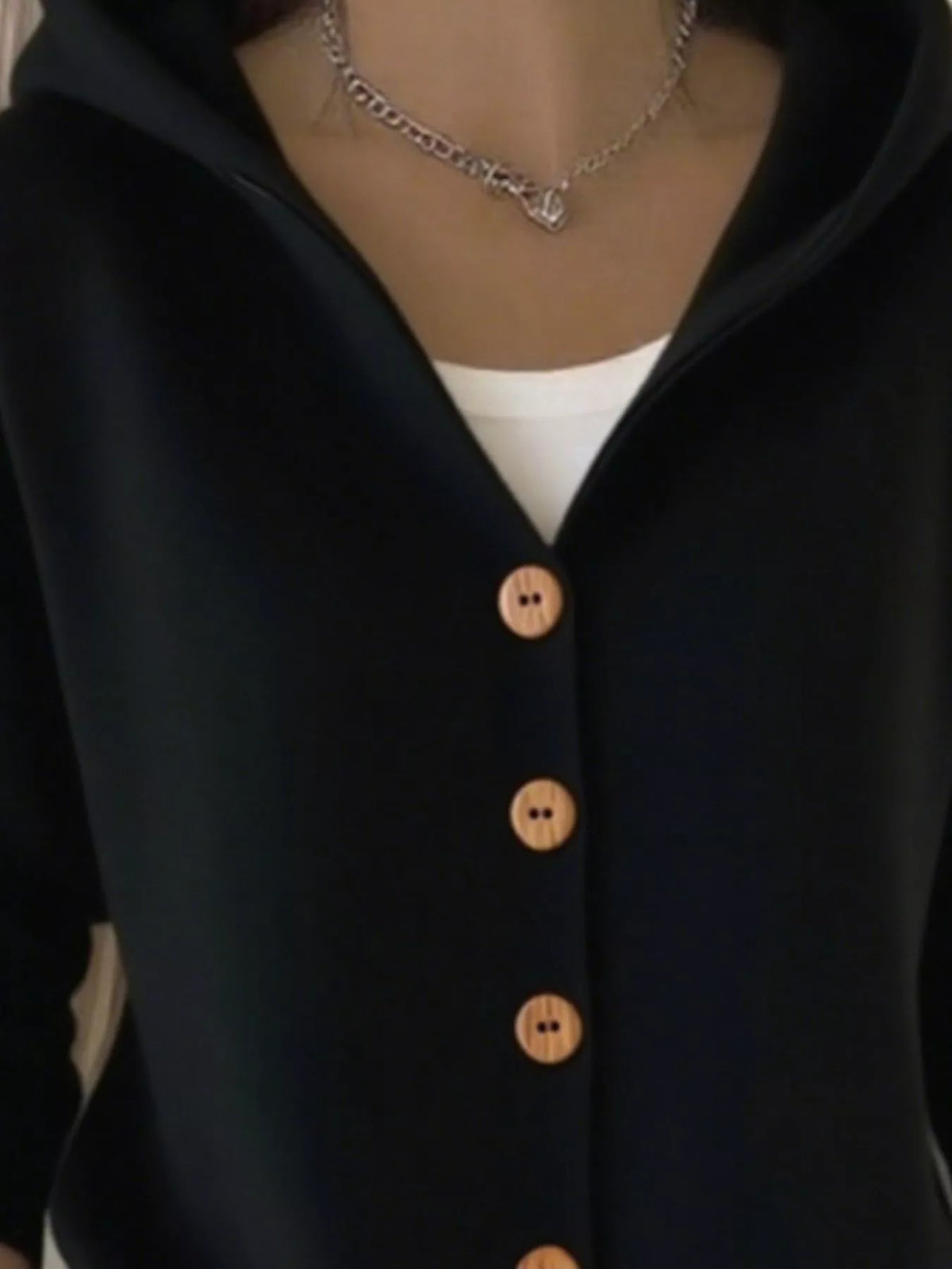 Full Size Hooded Button-Front Soft Knit Cardigan Plus Size