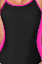 Contrast Spaghetti Strap One-Piece Swimsuit - Ladyez