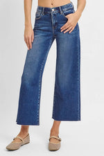 RISEN Raw Hem Wide Leg Cropped Jeans - Ladyez