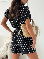 Polka Dot Button Up Shirt and Shorts Set
