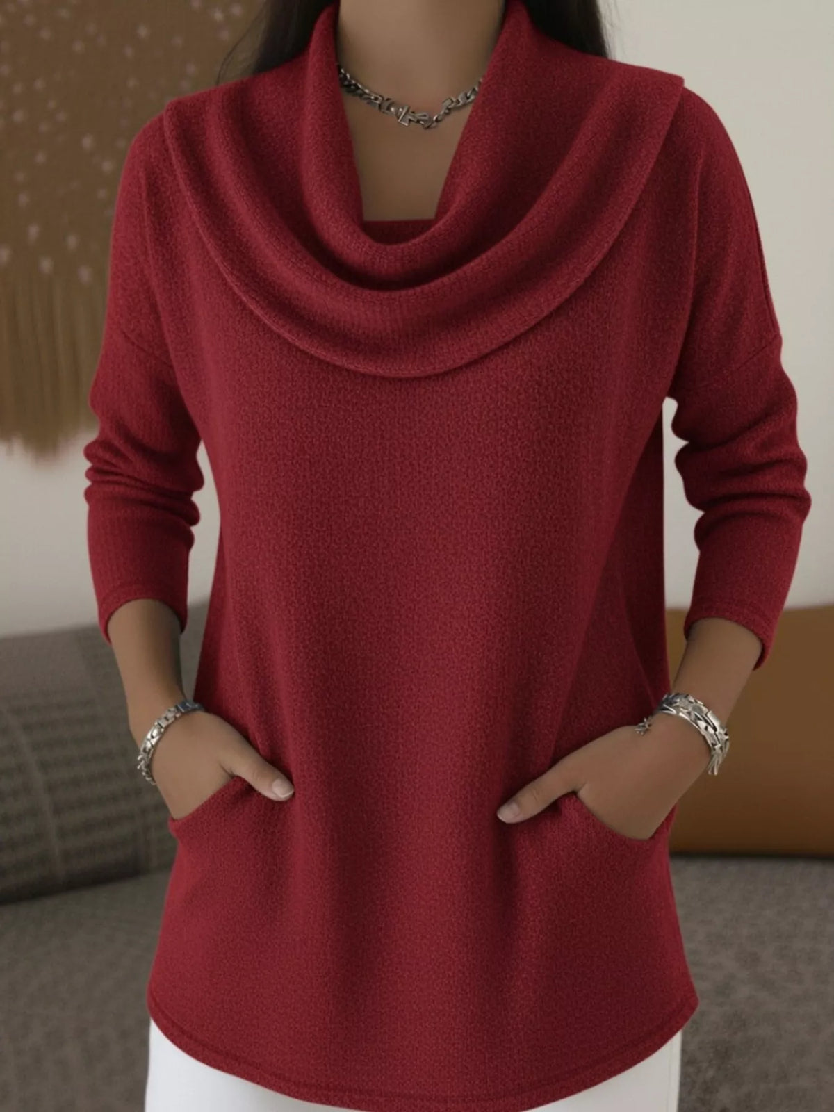 Full Size Cowl Neck Long Sleeve Top Plus Size