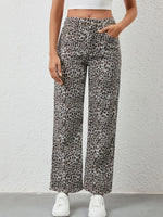 Leopard Print Wide Leg Jeans - Ladyez