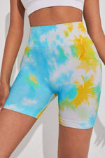 Tie-Dye Wide Waistband Sports Shorts - Ladyez