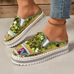 Sequin Round Toe Platform Loafers