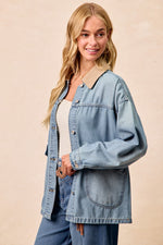 BiBi Washed Denim Jacket with Contrast Collar Detail