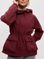 Drawstring Waist Hooded Windbreaker Outerwear
