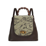 Flap Backpack Bag with Beaded Handle