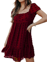 Swiss Dot Square Neck Mini Dress