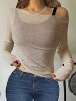 Sheer Mesh Long Sleeve T-Shirt