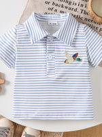Children's Striped Embroidered Duck Polo