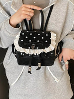 Polka Dot Lace Trim Backpack Bag