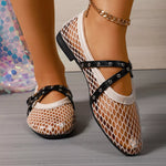 Studded Crisscross Mesh Slip-Ons