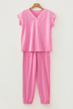 Short Sleeve Top and Drawstring Pants Set