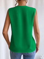 V-Neck Pleated Sleeveless Cami Tank Top - Ladyez