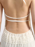 Backless Halter Neck Ruched Maxi Dress