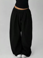 Elastic Waist Wide-Leg Sweatpants