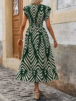 Ruffled Cap Sleeve Midi Dress