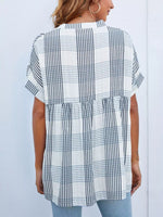 Notched Short Sleeve Blouse