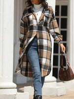 Longline Plaid Button-Up Coat