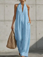 Full Size Halter Neck Wide-Leg Jumpsuit Plus Size