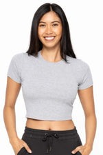 MONO B Essential Micro-ribbed Cropped Athleisure Tee - Ladyez