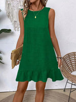 Ruffled Hem Round Neck Sleeveless Dress - Ladyez