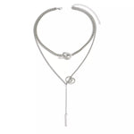 Double Layered Chain Y-Shaped Pendant Necklace
