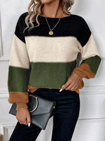 Color Block Round Neck KnitSweater