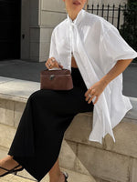 Tied Button Up Puff Sleeve Shirt