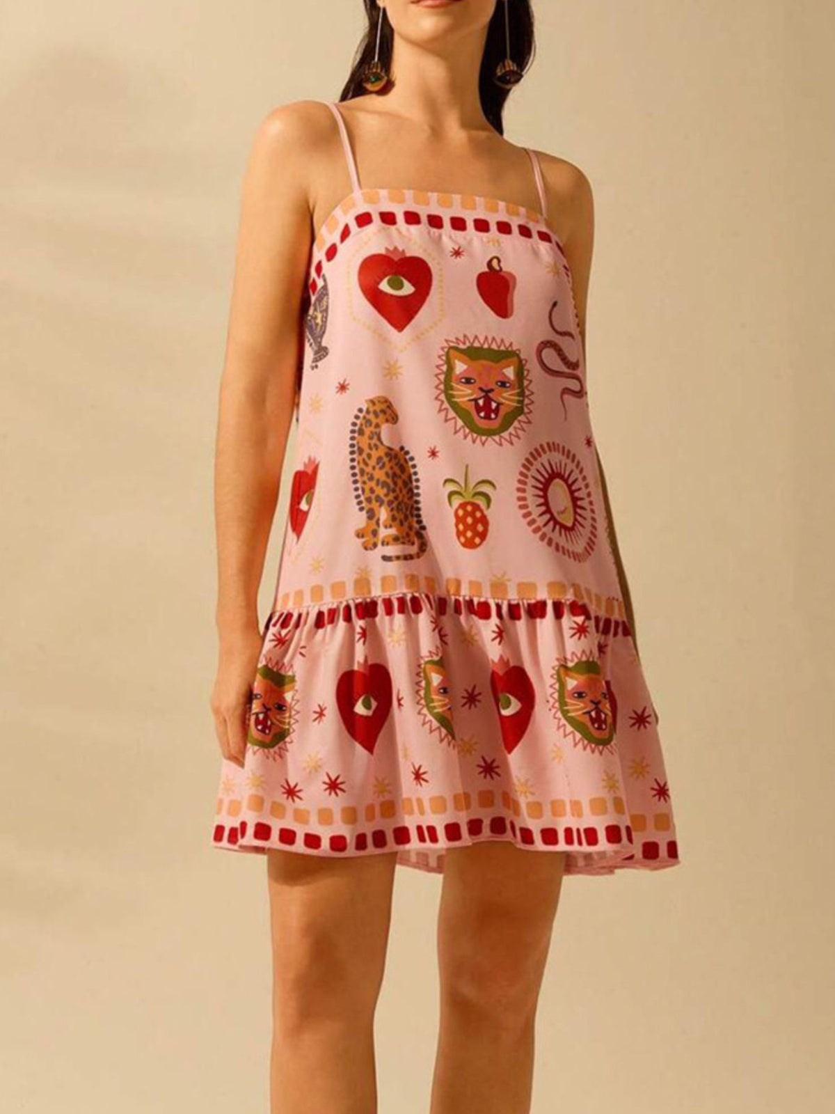 Printed Ruffle Hem Mini Dress