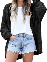 Full Size Openwork Open Front Lightweight Cardigan Plus Size