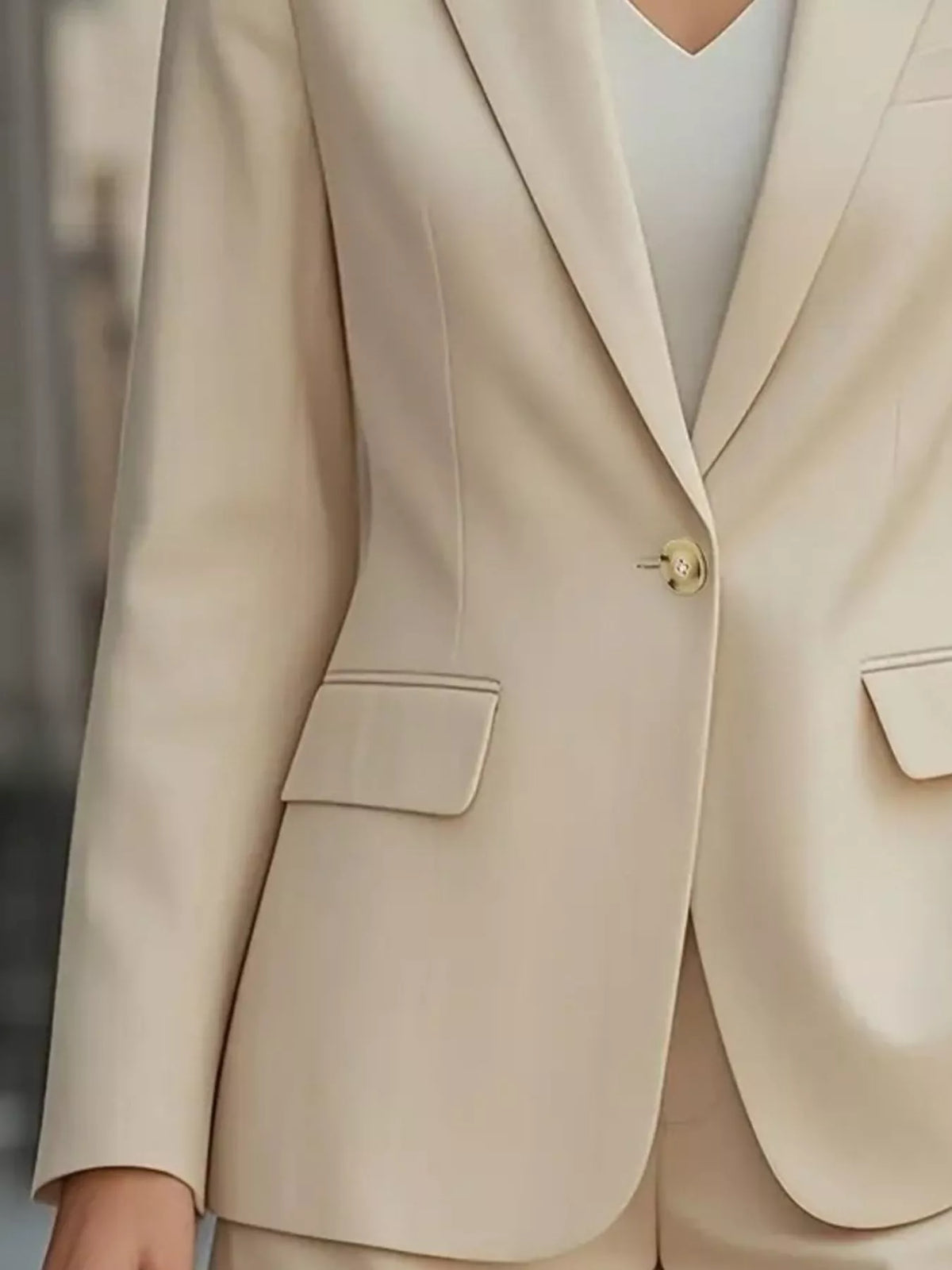 Lapel Collar One Button Blazer