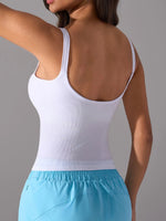 Scoop Neck Active Tank with Detachable Chest Pads - Ladyez