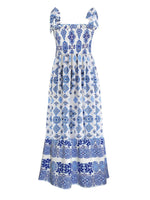 Smocked Printed Square Neck Cami Dress - Ladyez
