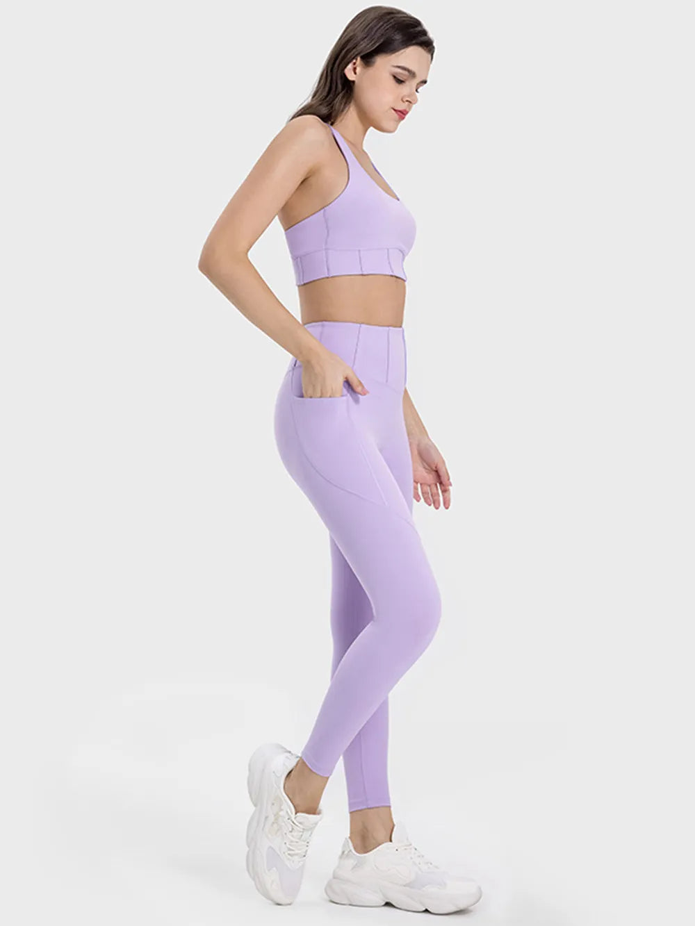 Millennia Pocketed High Waist Active Leggings - Ladyez