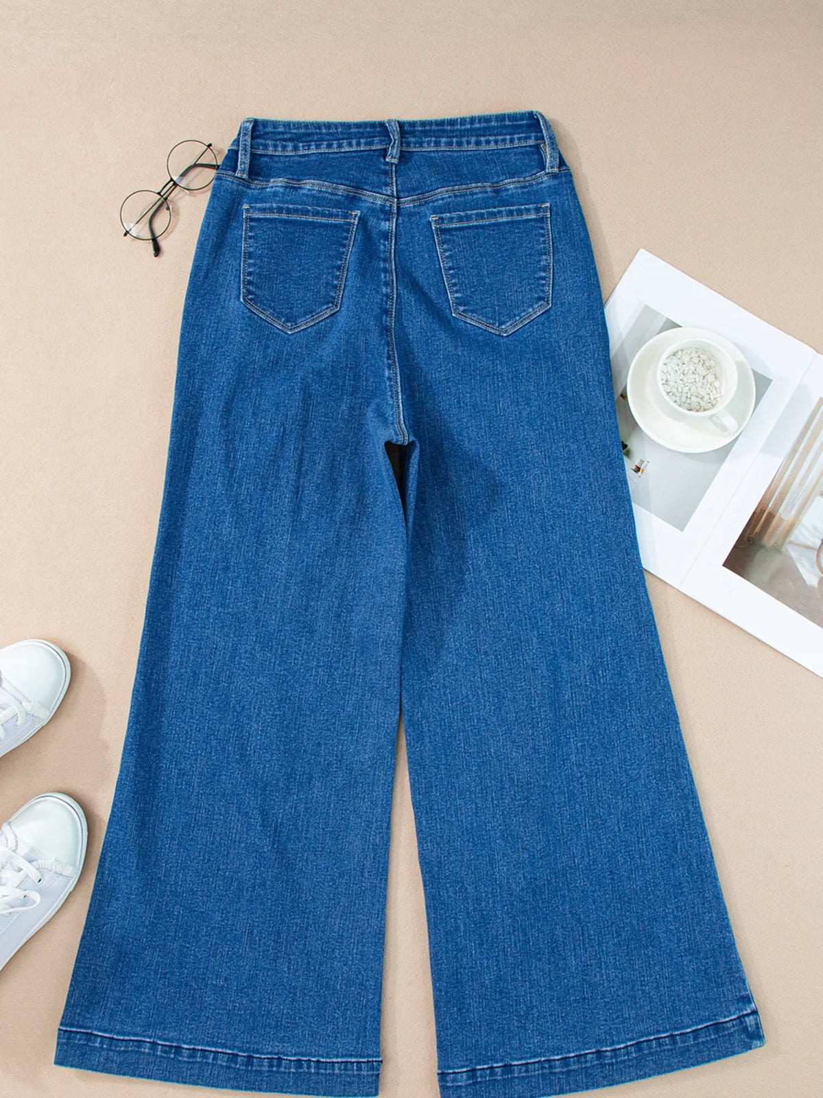 Seam Detail Flared Bottom Ankle Length Jeans - Ladyez
