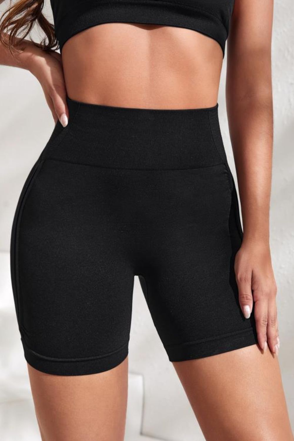 Slim Fit High Waistband Active Shorts - Ladyez