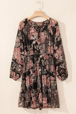 Floral Print Tie Neck Mini Dress