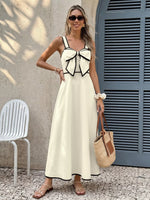 Bowknot Trim A-Line Midi Dress