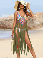 Fringe Spaghetti Strap Cover-Up - Ladyez