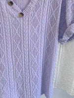 Textured V-Neck Short Sleeve Top
