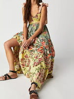 Printed V-Neck Tie Shoulder Cami Dress