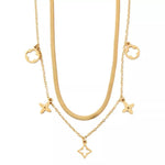18K Gold-Plated Double Layered Charm Necklace