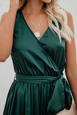 Surplice Tie Waist Maxi Dress - Ladyez