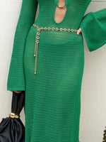 Slit Plunge Flare Sleeve Cover-Up Dress - Ladyez