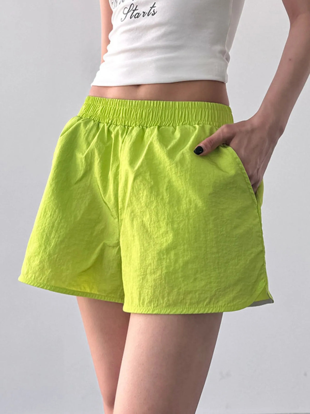 Elastic Waist Active Shorts - Ladyez