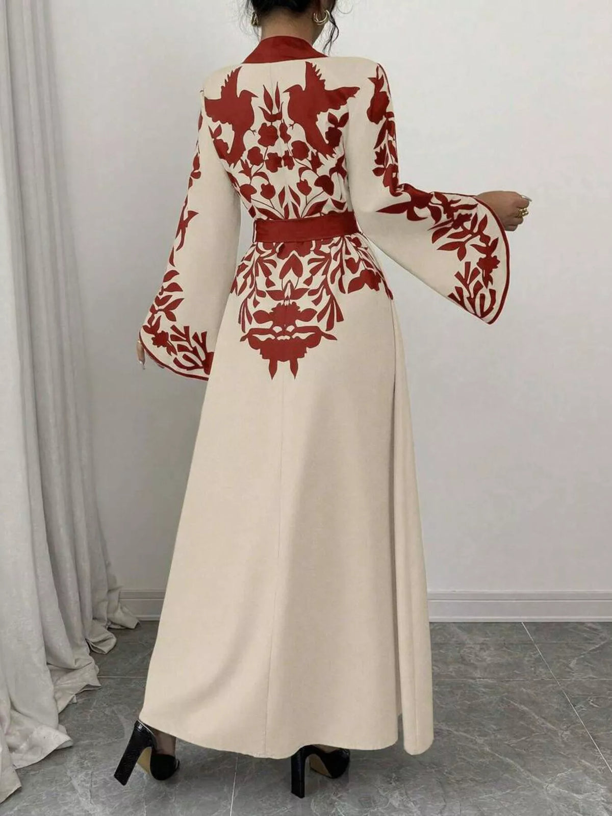 Printed Tie Waist Maxi Dress