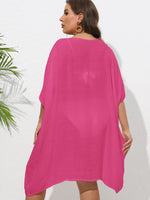 Crochet Trim V-Neck Beach Cover Up Dress - Ladyez