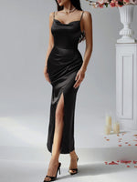 Devine Slit Ruched Maxi Cami Dress - Ladyez