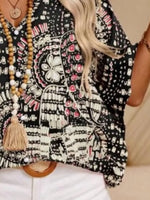Printed V-Neck Half Sleeve Top